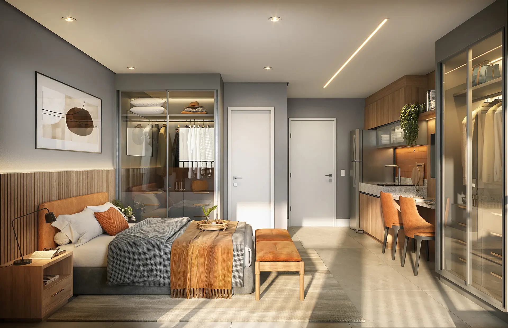 Perspectiva ilustrada do Studio – 25m²